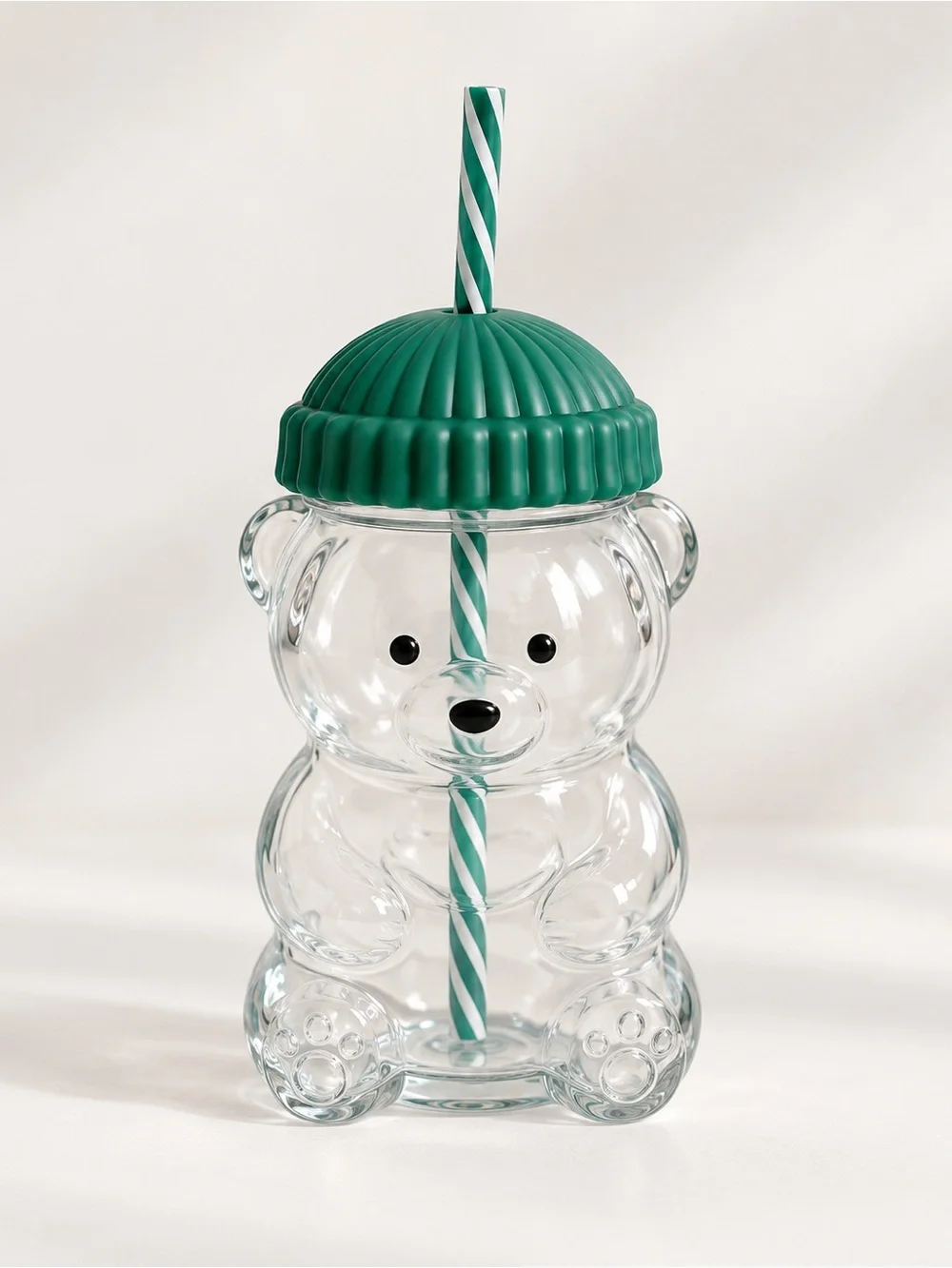 Glass Bearista Bear Cold Cup Coffee Mug Drinkware Limited with Straw